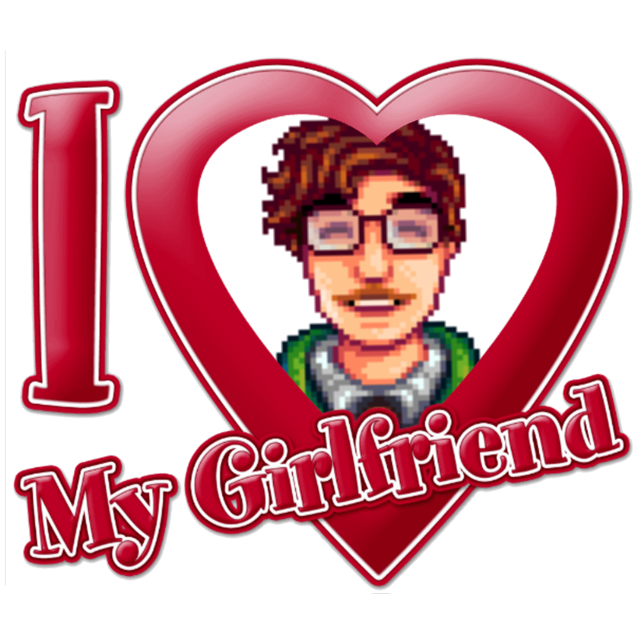 Harvey in a heart with the text i love my girlfriend underneath