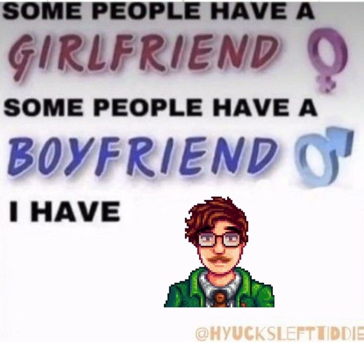 some people have girlfriends. some people have boyfriends. I have harvey stardew valley