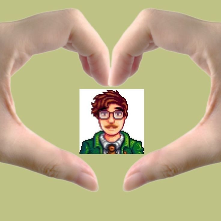 harvey with heart hands above him