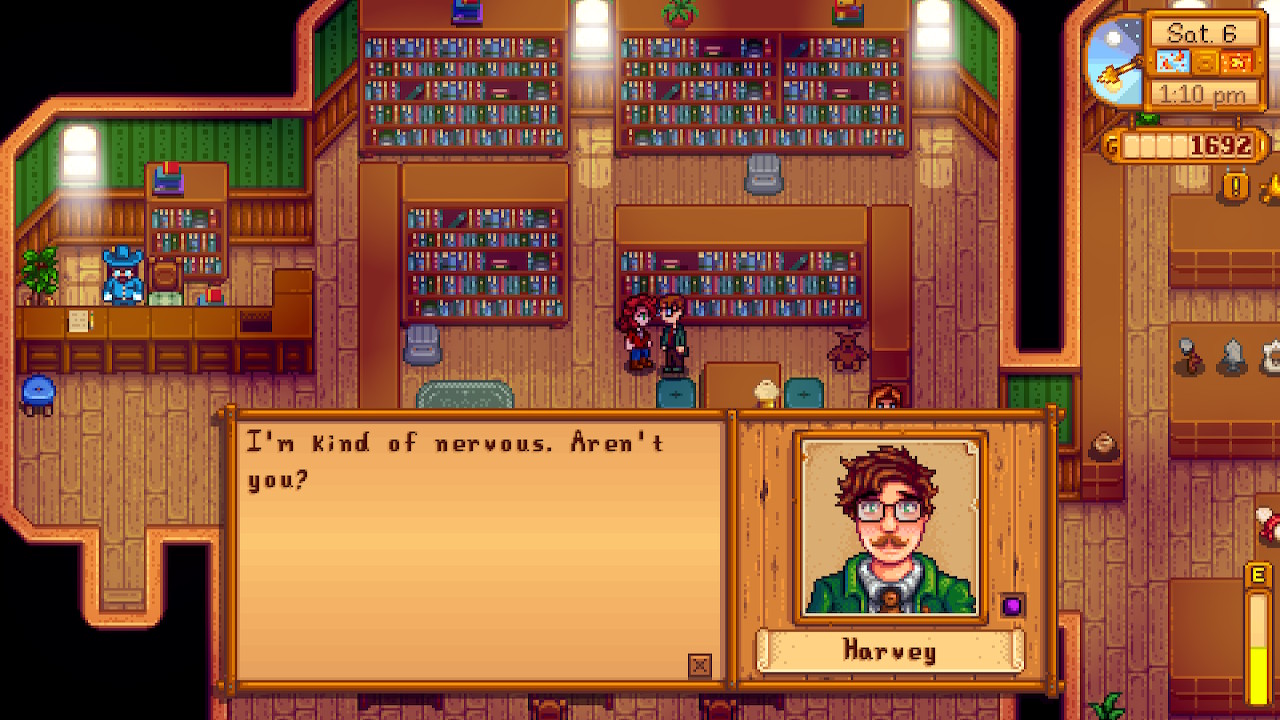 same as before, with dialogue now reading: I'm kind of nervous. Aren't you?