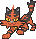 pixel art sprite i made of torracat trying to replicate the black and white style