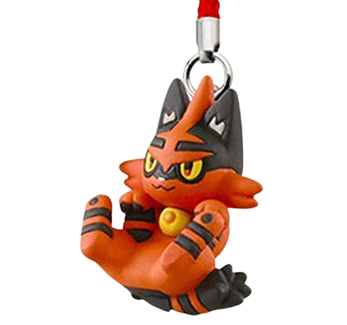 a cute phone charm showing torracat presenting its belly
