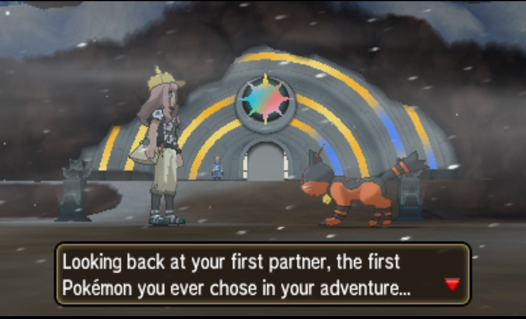 a screenshot of torracat with my trainer in pokemon ultra sun